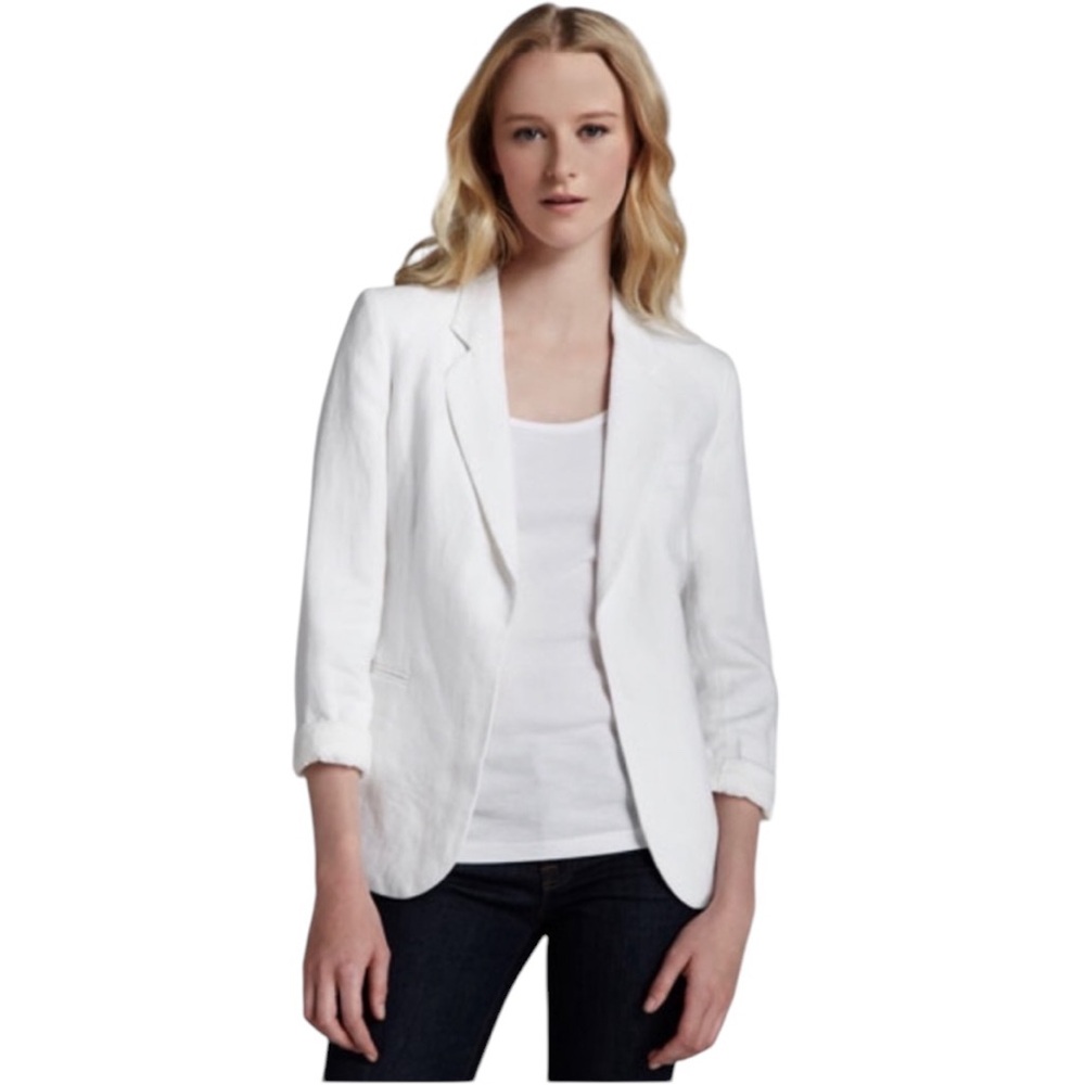 JOIE LINEN MEHIRA WHITE SUMMER BLAZER JACKET SIZE 4